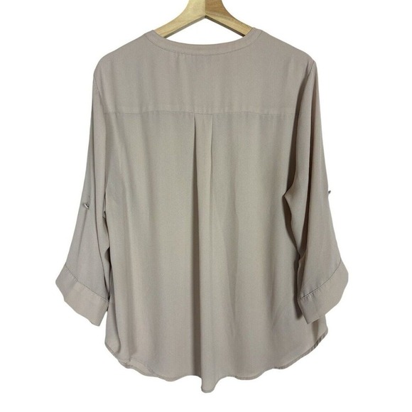 Torrid Blouse 1X Harper Pullover 3/4 Sleeve Sheer Flowy Pastel Pink Office Chic - Picture 11 of 11